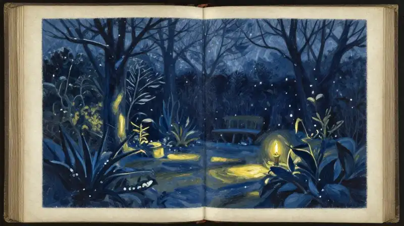 A split literary illustration of summer and winter scenes