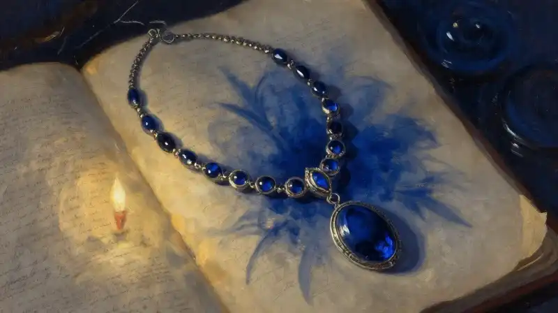An antique heirloom resting on a weathered manuscript in blue tones
