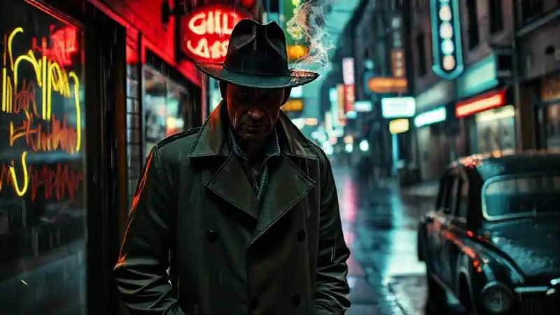 A cynical figure lurked in rain