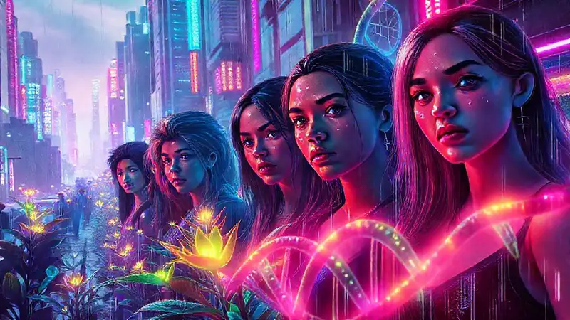 Cyberpunk city pulses with unsettling beauty